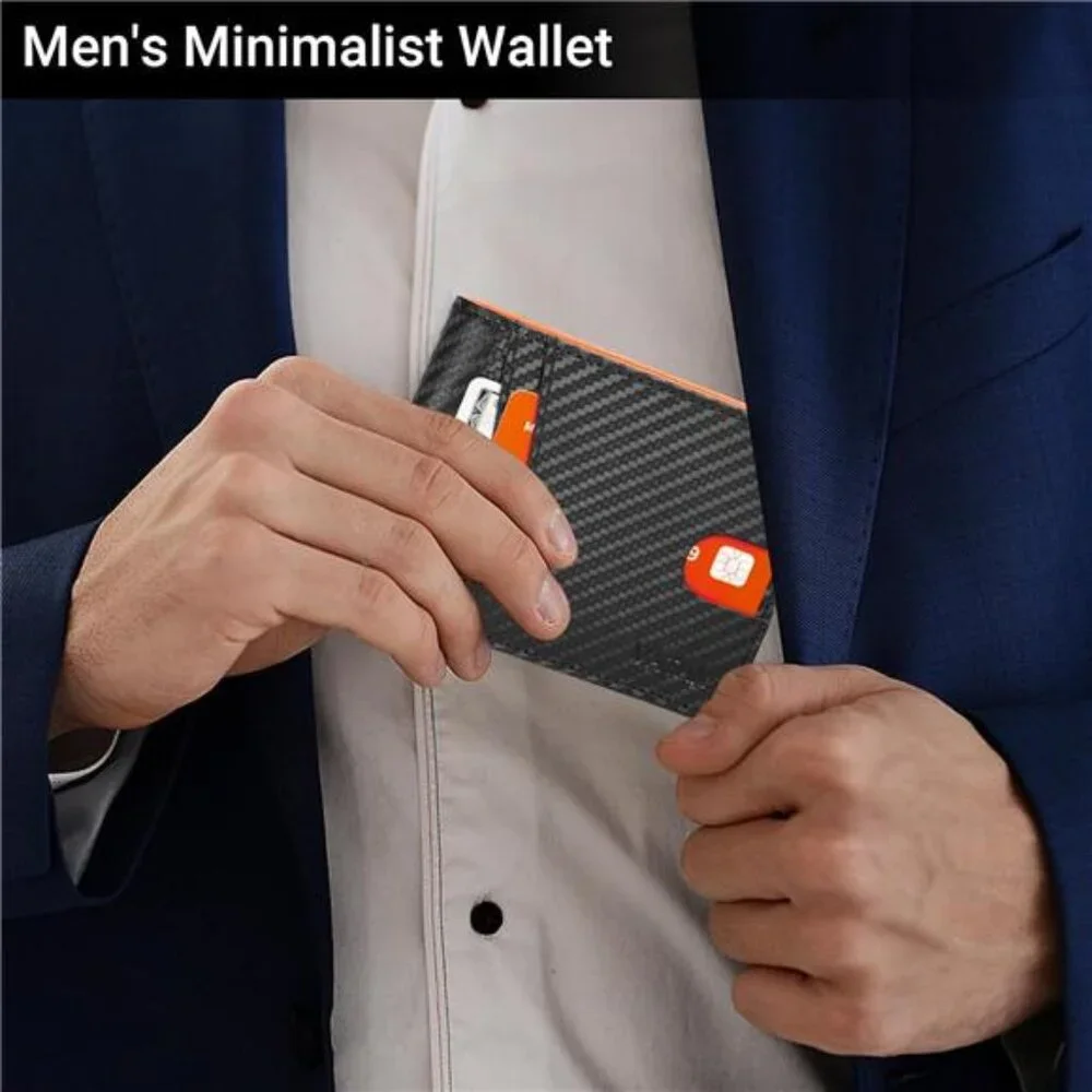 Wallet for Men, Mens Minimalist Wallet Credit Card Holder, Slim Leather